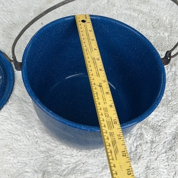 Vintage Enable Camping cooking  Pot blue white speckled - Picture 9 of 10